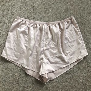 Light pink silk satin lounge pajama shorts